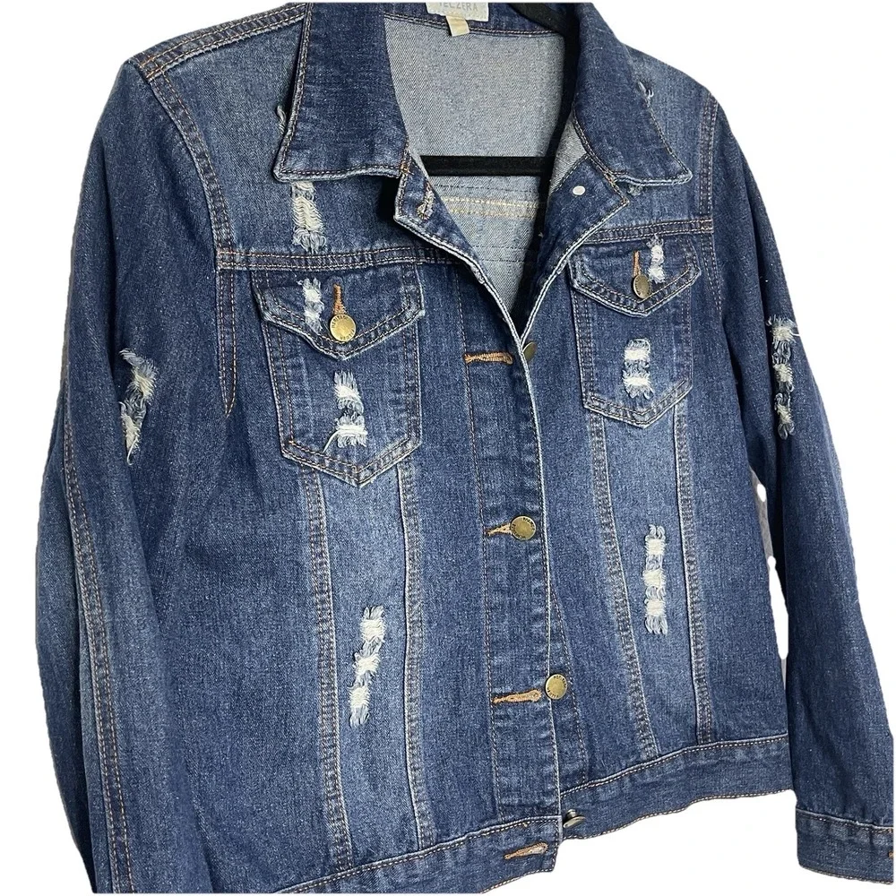 Boho Embroidered Tassel Denim Jacket Festival Tribal Fringe Jean Jacket Womens S